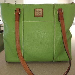New Dooney & Bourke Green Pebble Leather Lexington Shopper With Dust Bag